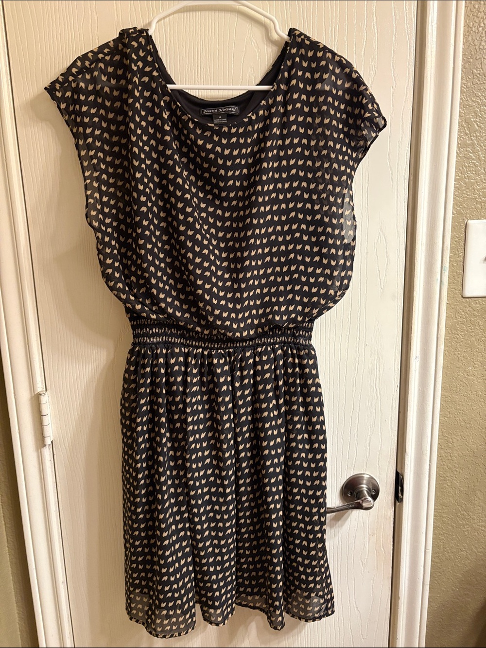 Jessica Howard Black Dress with Cream Heart Print